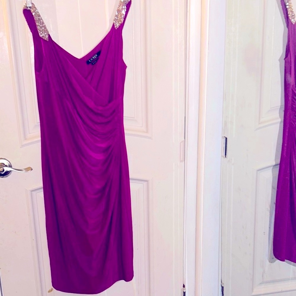 Ralph Lauren Pink Ruched Sheath Midi Dress